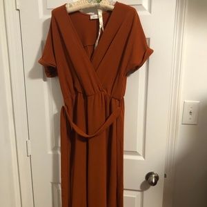 Rust short sleeved jumpsuit